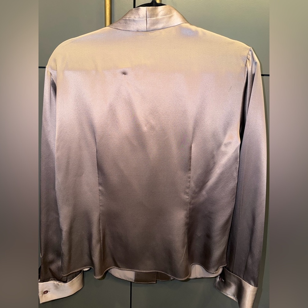 Lafayette 148 New York Silk Draped Open Front Blouse Size 10 - Picture 3 of 4